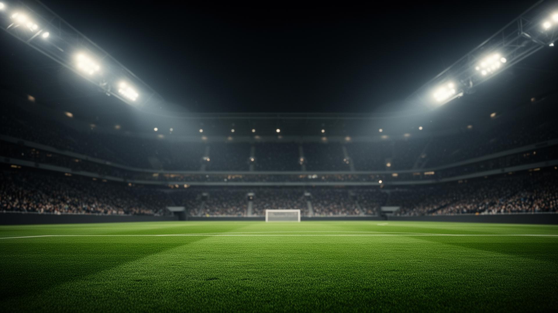 Fußballstadion bei Flutlicht